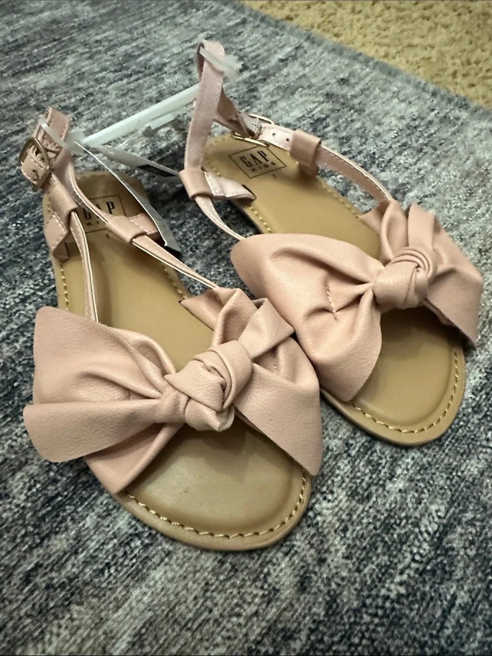 GAP Kids Blush Pink Bow T-Strap Sandals
